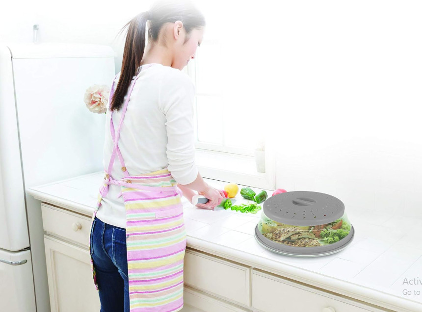 Collapsible Microwave Splatter Shield Ventilated Cover Gray – Handy Gourmet.....