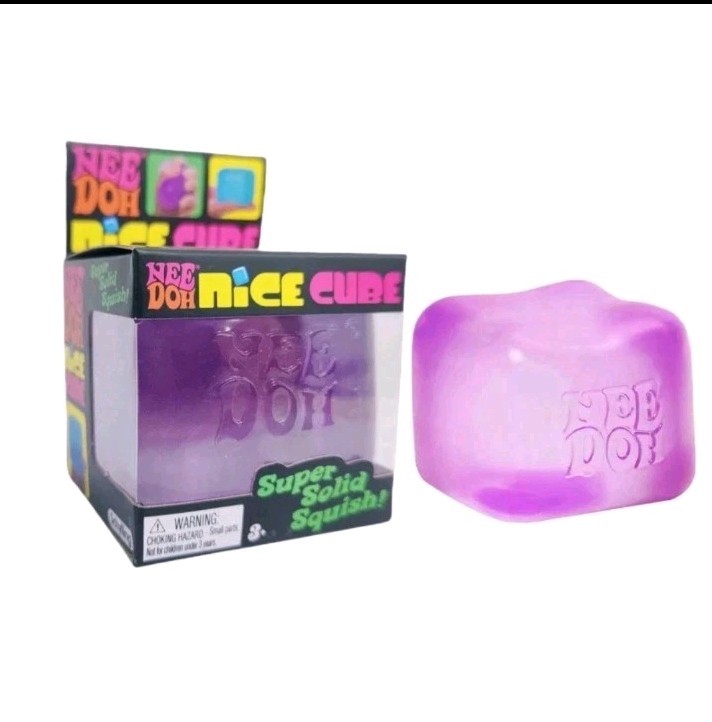 Nee Doh~Nice Cube Super Solid Squish Squeezable Stress Sensory Toy Purple~SEALED