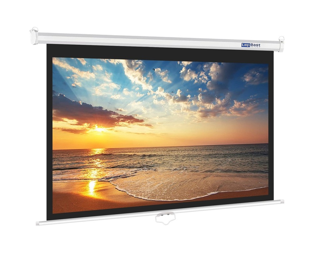 100INCH Manual Pull Down White Projector Screen 16:9 1.2 Gain Retractable Aut...
