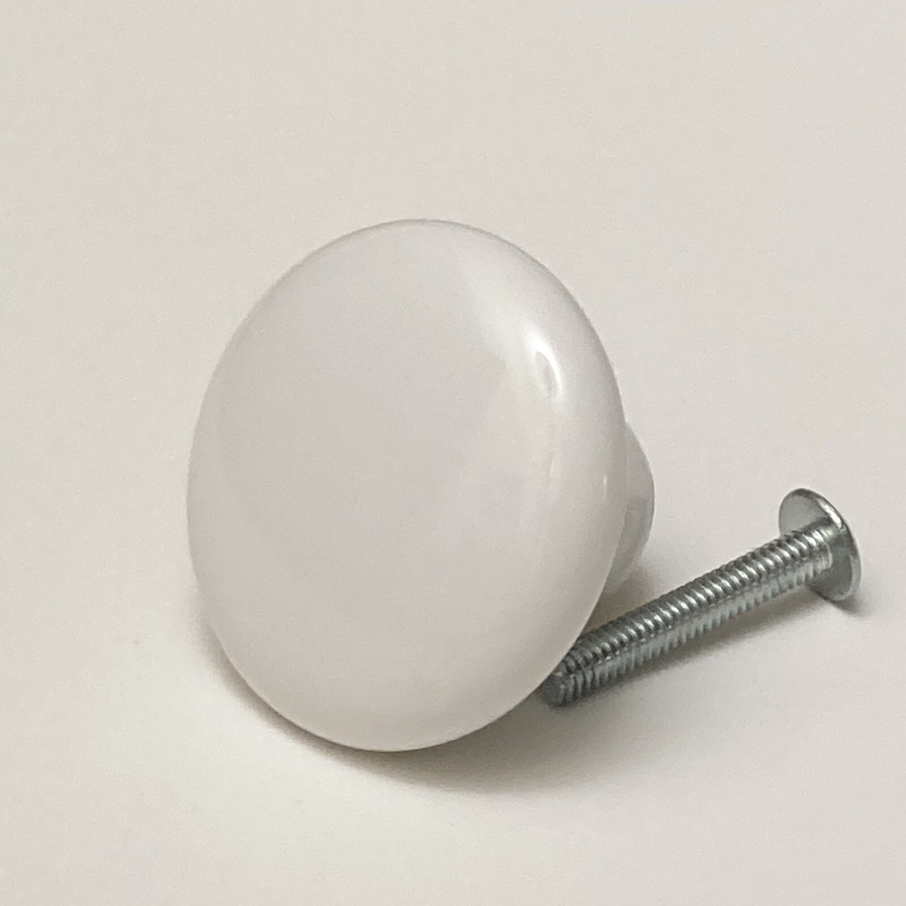 6 Pieces WHITE PORCELAIN Classic Cabinet Door Drawer Pulls Knobs 1.5" ROUND