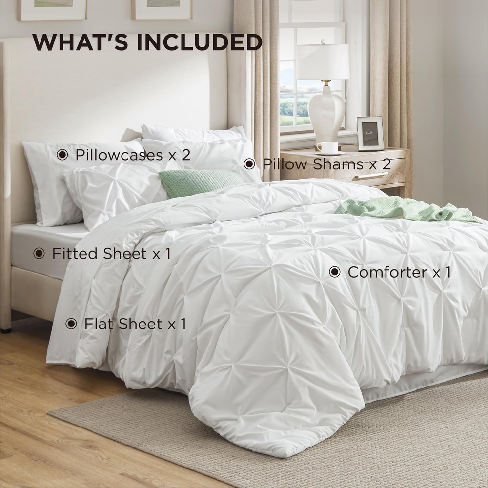 Full Size Comforter Sets 7 Pieces White Bedding Sheets Pillowcases