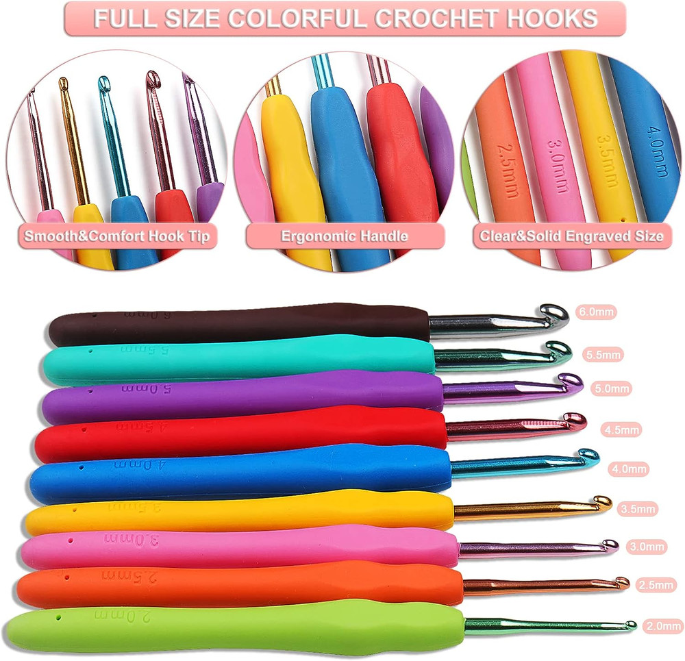 Crochet Kit for Beginners 59pcs Includes Yarn Hooks Accessories Storage