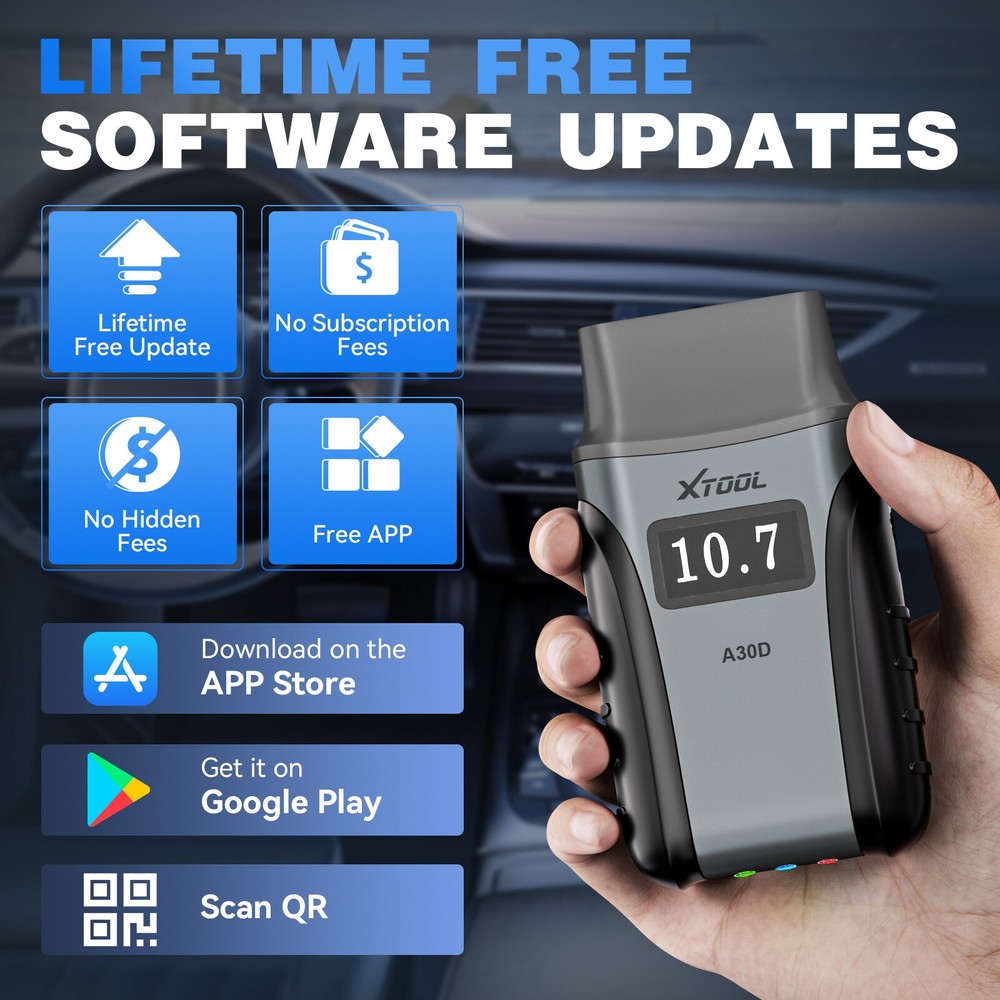 XTOOL A30D V2.0 Bluetooth OBD2 Scanner Full System Diagnostic Tool FCA AutoAuth