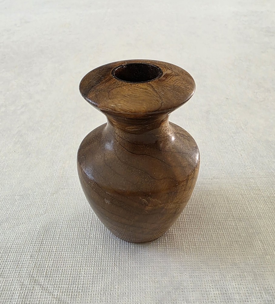 Vintage Wood 3  1/2" Mini Bud Vase