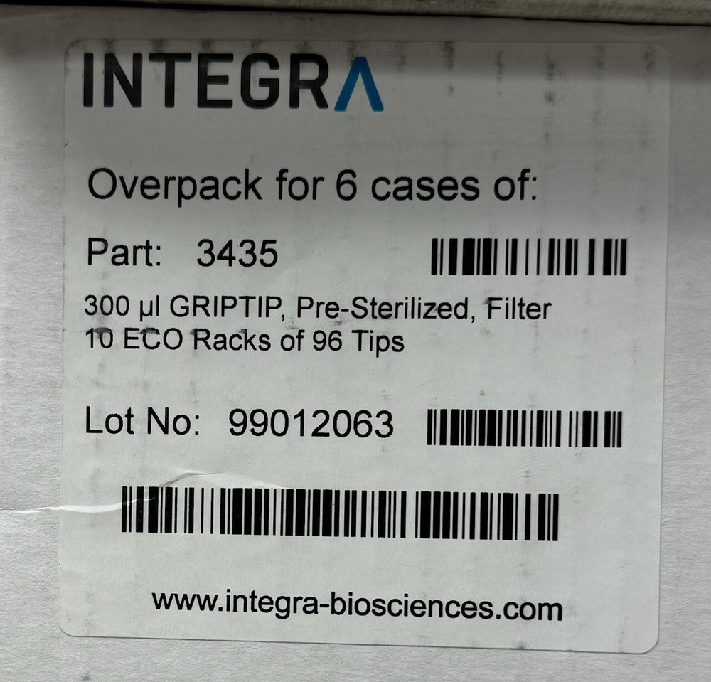 Integra Pipette Tips 300 uL GRIPTIP Sterile, Filter - 60 ECO Racks = 5,760 Tips