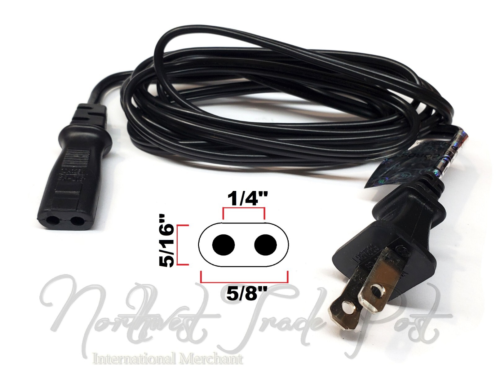 2-Pin Oval Power Cord for Technics Turntable Record Player Model SL-B350 SL-10 +