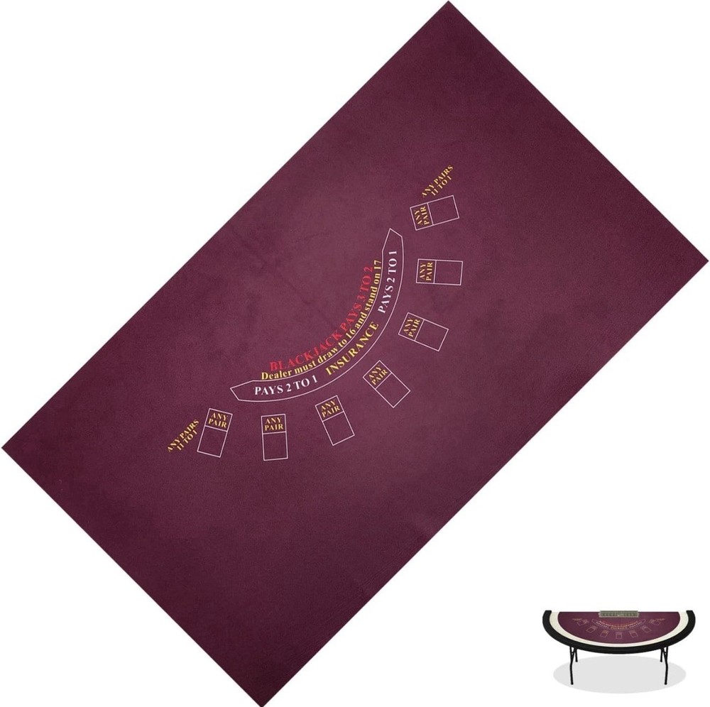 Rectangular 86'' X 50" Blackjack Tabletop Casino Felt Professional Grade Mat