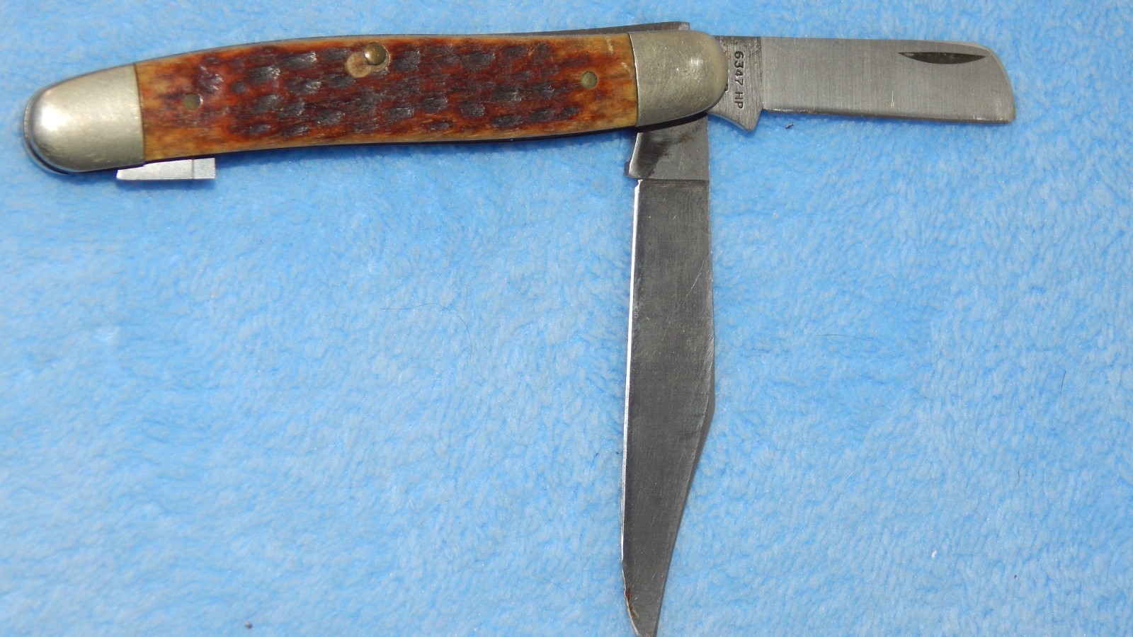 Vintage Case XX 6347 HP SSP 2 Blade Brown Bone Folding Pocket Knife Broken