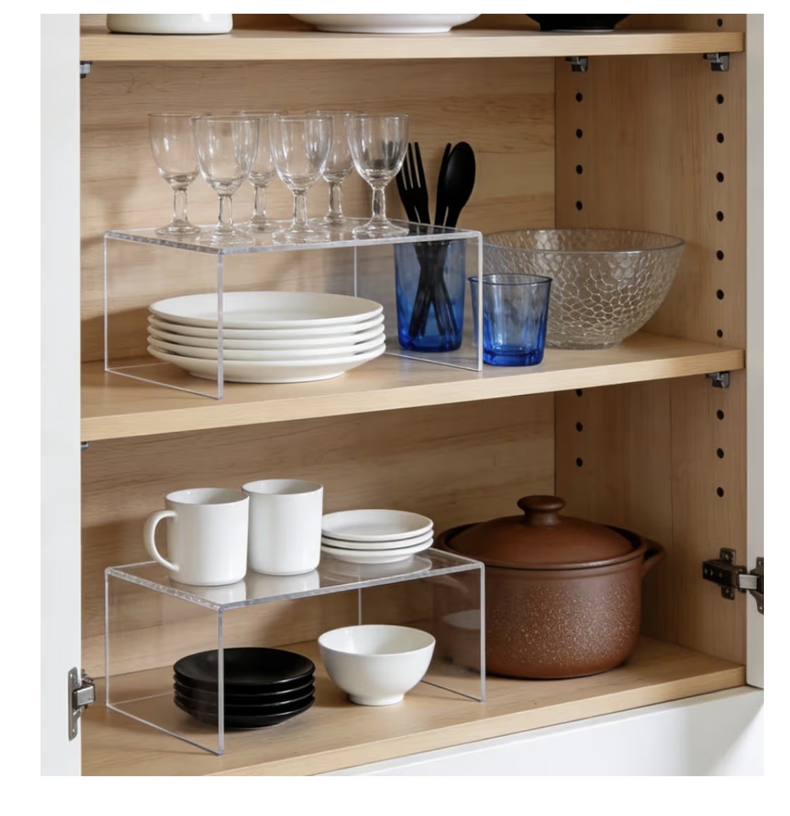 3 Pcs Large Acrylic clear Display Riser Set Shelf Showcase Fixtures 12,11,10.5