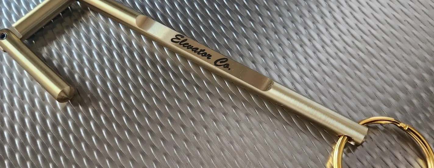 Elevator Door Key Solid Brass Customizable, Double Drop Leg Key