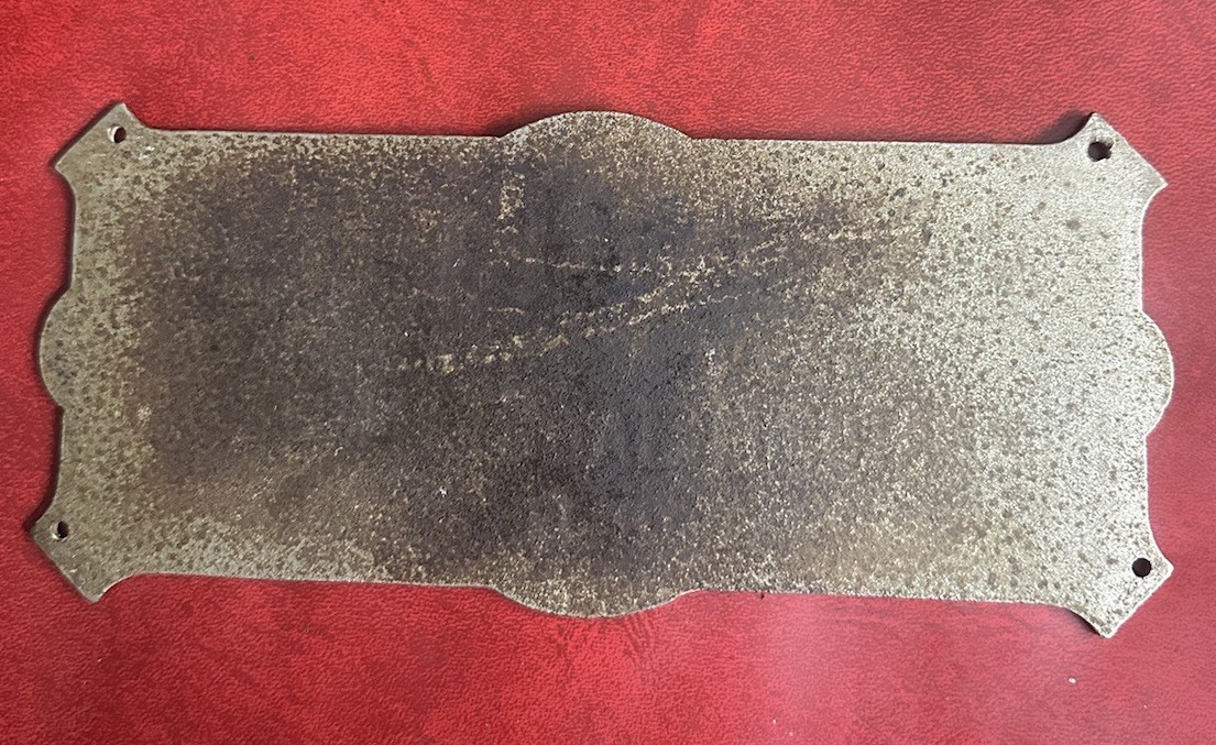 Antique Metal Plaque Nameplate Sterling Streator Metal Stamping co. Illinois