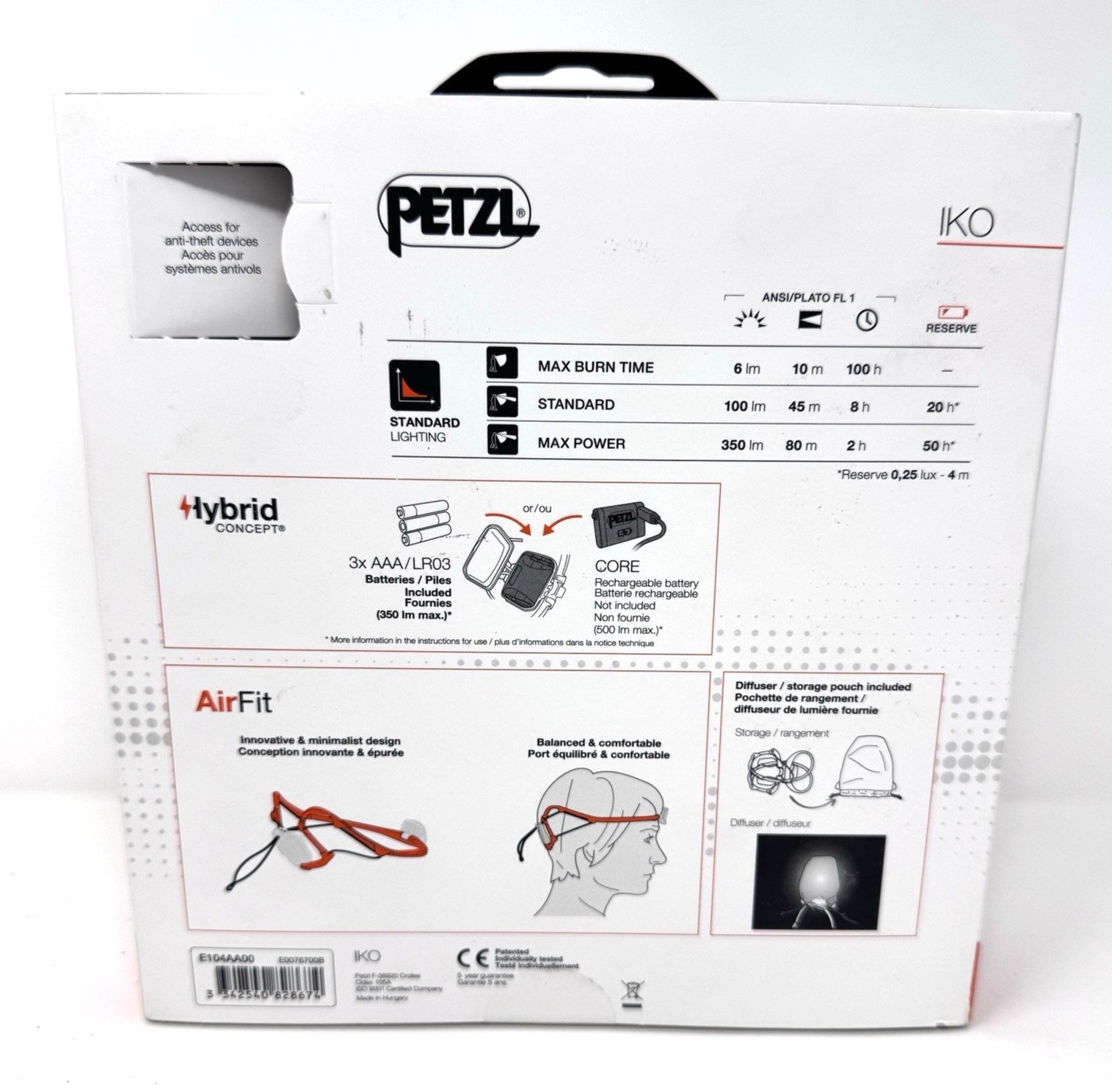 Petzl Iko Hybrid Concept 350 Lumen Headlamp E104AA00 Free Shipping US Shipper