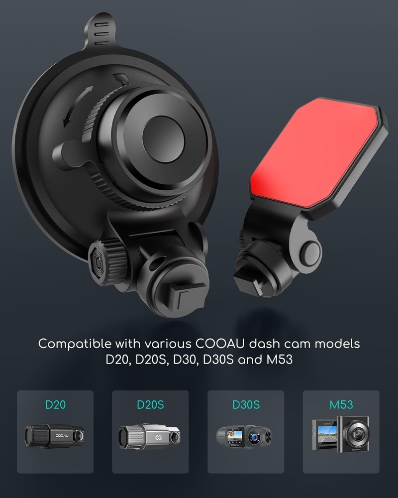COOAU Car Dash Cam Mounting Bracket, Adjustable Windshield Mount for Dash Camera