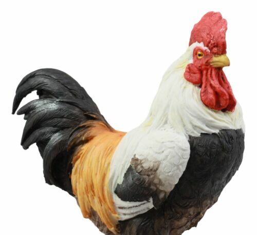 Black Breasted Rooster Statue With Base 7"Tall Proud Country Chicken Figurine