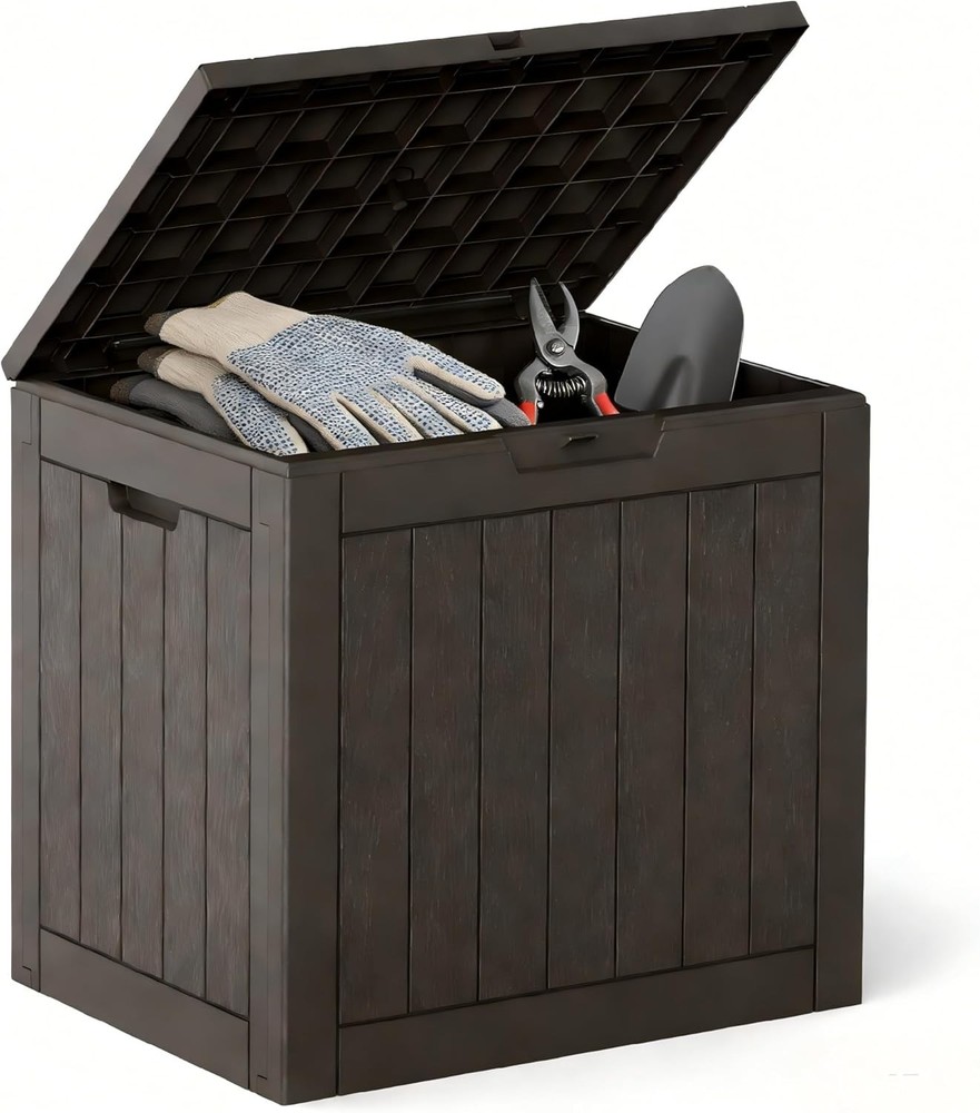 31 Gallon Deck Box, Lockable Outside Storage Box for Outdoor Use, Outside Wat...