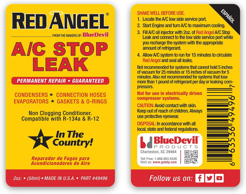 Red Angel 49496 A/C Stop Leak - 2 Ounce
