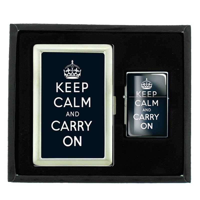KEEP CALM D13 CIGARETTE CASE / WALLET & LIGHTER GIFT SET