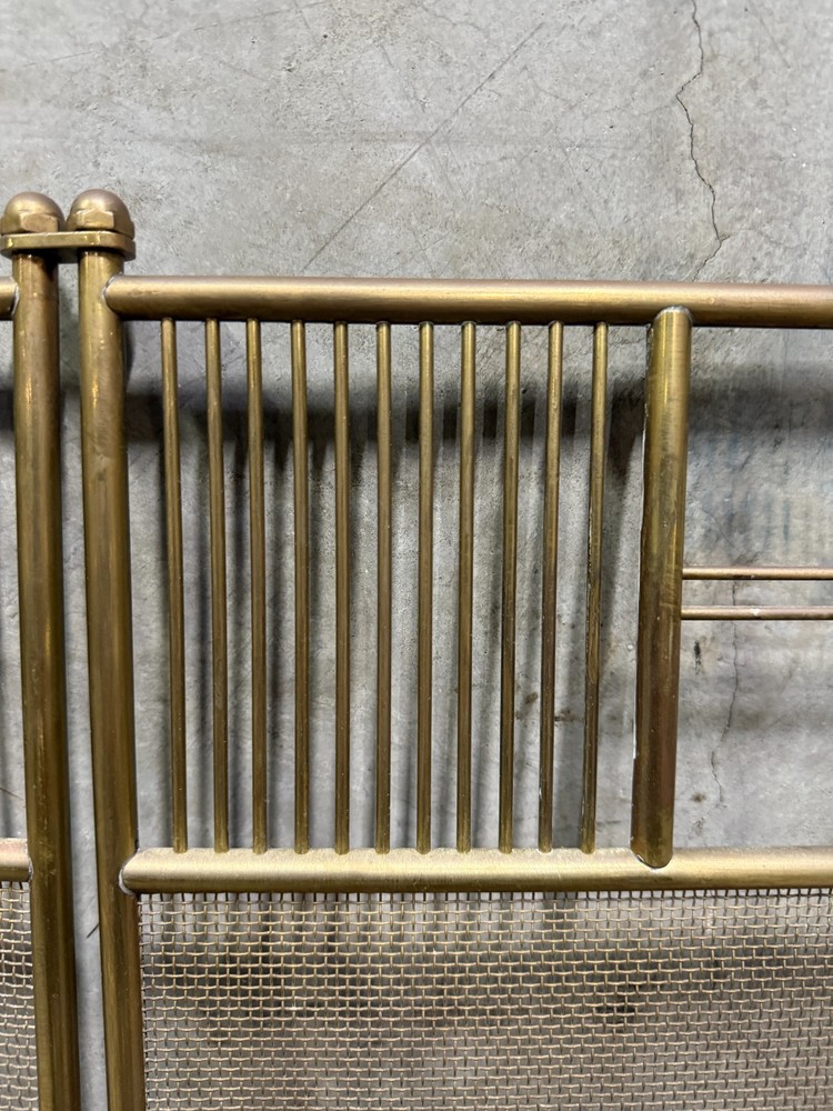 Large Mid Century Mastercraft Brass Fireplace Screen Architectural Folding
