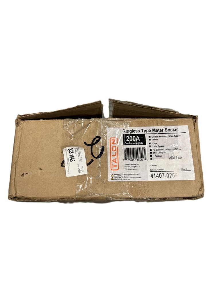 Talon 41407-025F Ringless Type Meter Socket 200A 3-Phase 600VAC