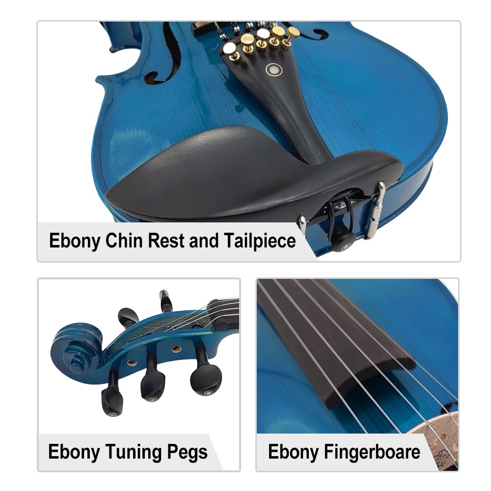 Electric Violin Blue 5 String 4/4 Full Size Maple Spruce Solid Violin Hand Made