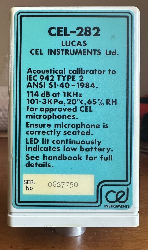 Lucas CEL Instruments Ltd. CEL-282 Acoustical Sound Level Calibrator