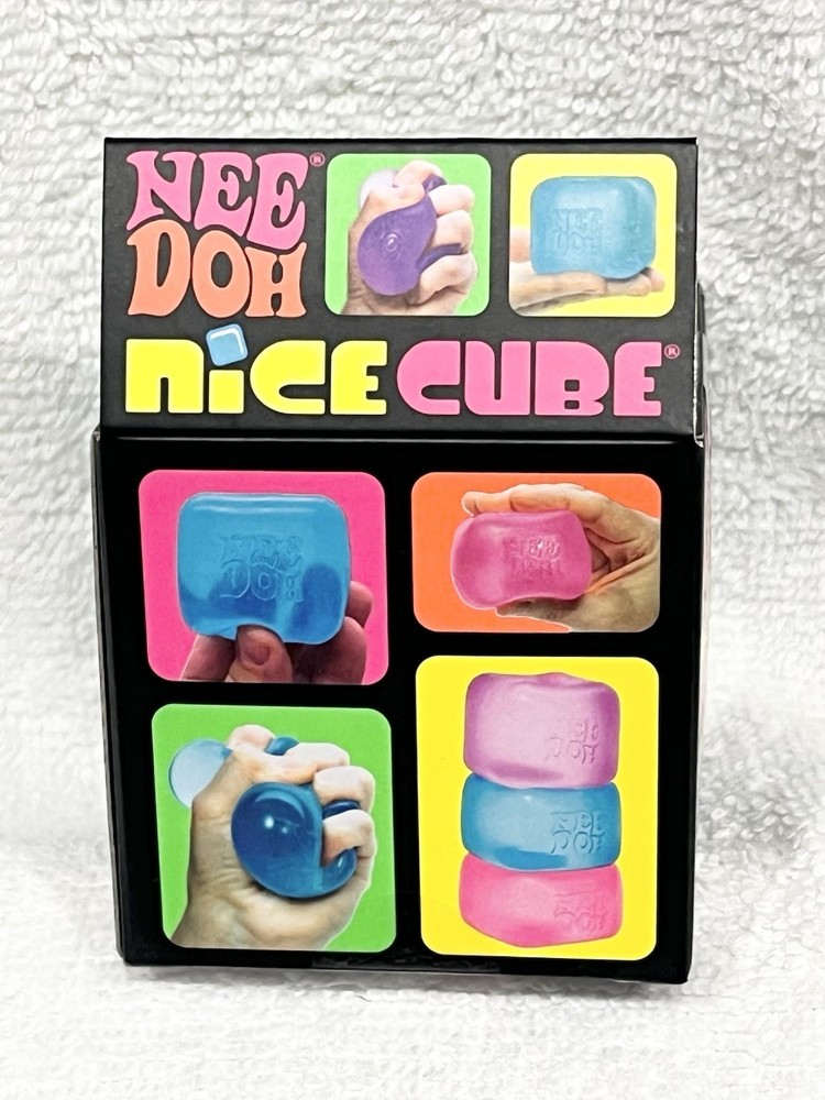 Nee Doh Nice Cube Super Solid Squish ! BLUE Squeeze Toy for Ages 3+ 4-7 Years