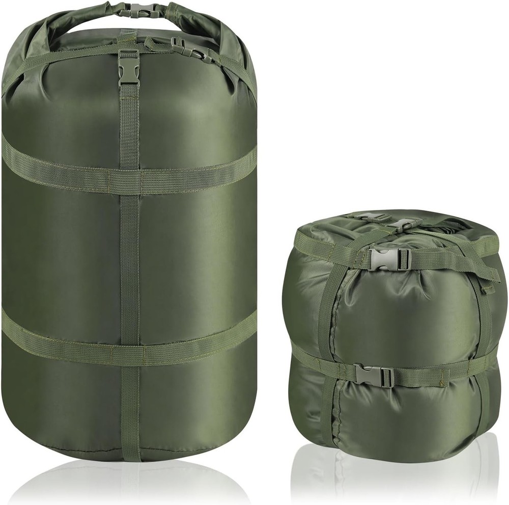 Nylon Compression Stuff Sack, 15L/27L/45L Lightweight Sleeping Bag Compre...