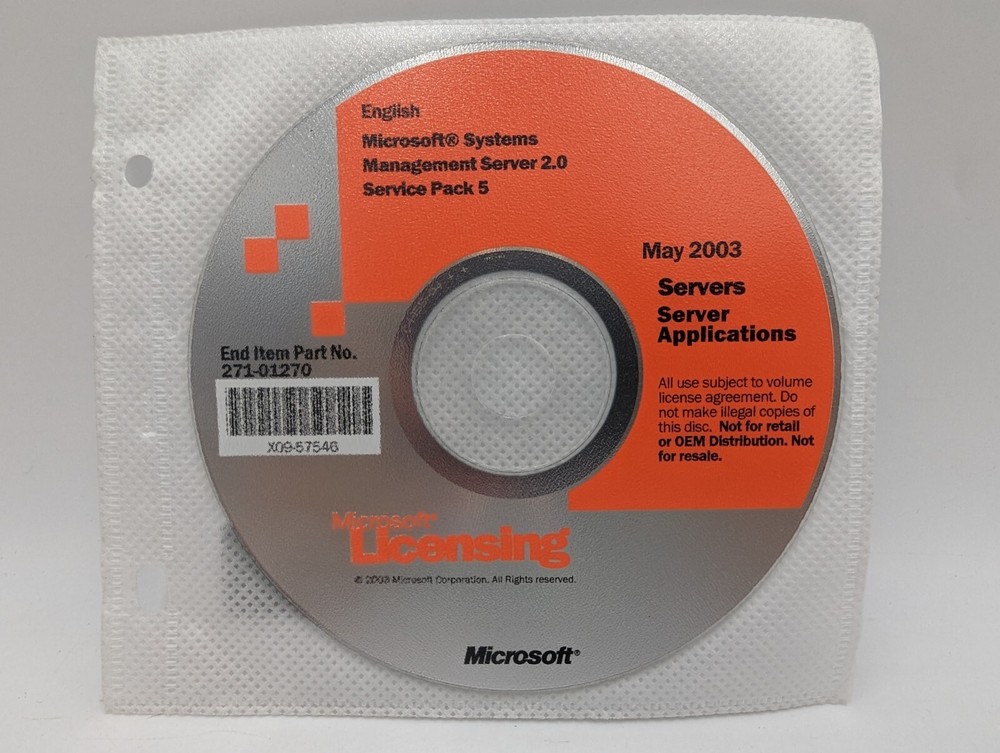 Microsoft Licensing Systems Management Server 2.0 Service Pack 5 CD Disc