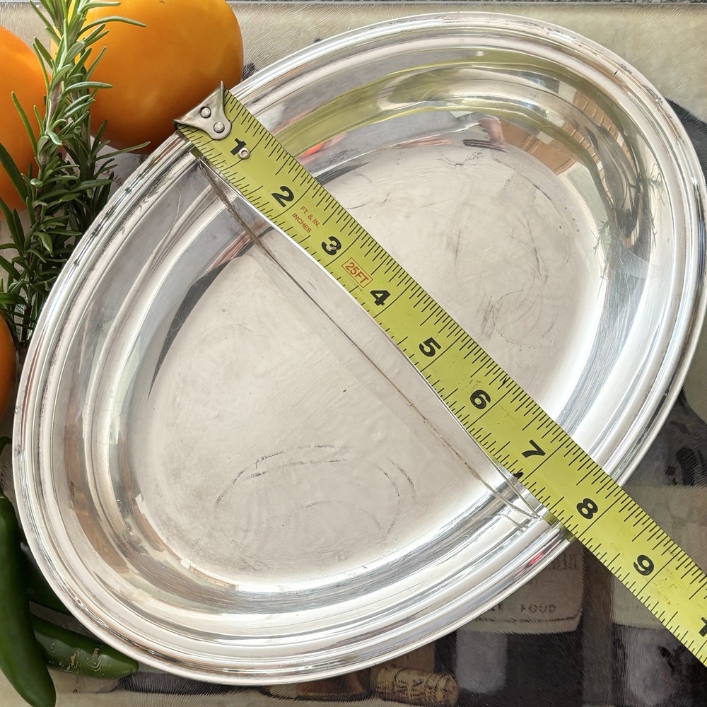 Vintage Silver Plate Oval Platter Split Serving Dish~Bowl Divided 2-Sections