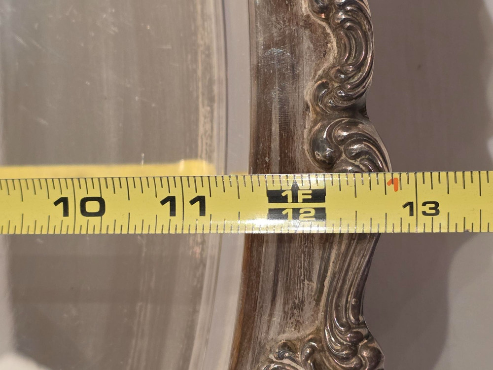 Silver Plated Oval Footed Serving Dish w/Pyrex 3qt Glass Insert 20" x 13"