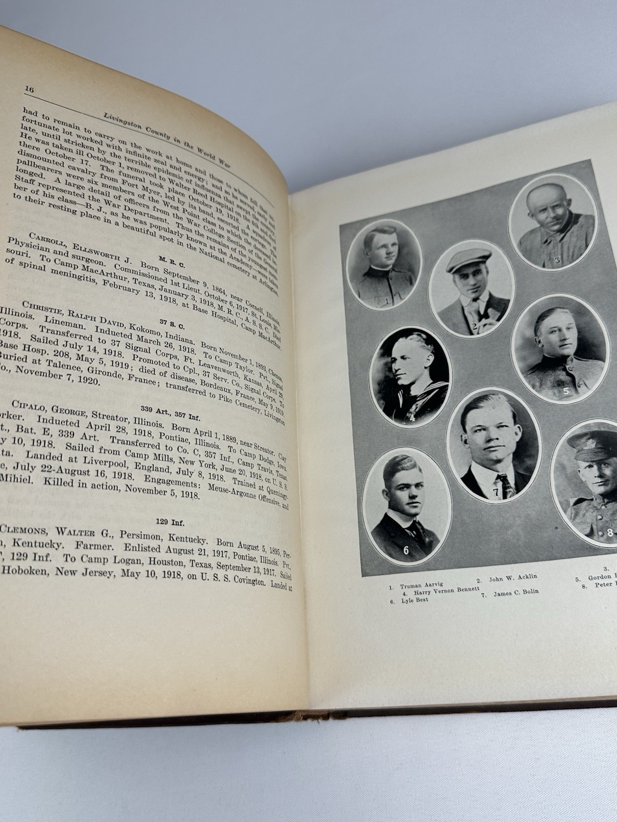 Livingston County Illinois Pontiac Fairbury Streator Cornell IL WWI History Book