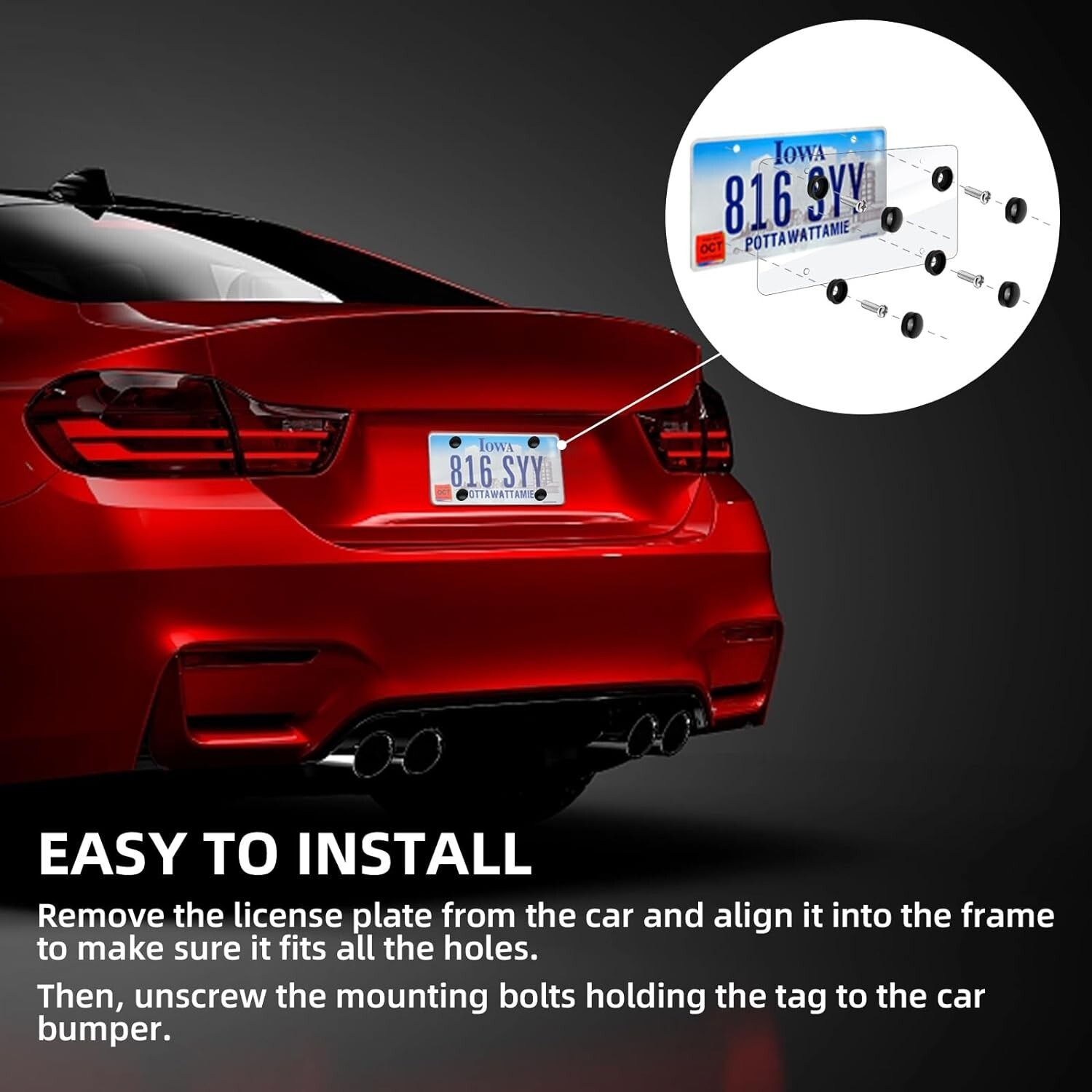 2x Clear Flat License Plate Cover Shield Plastic Tag Protector USA Made