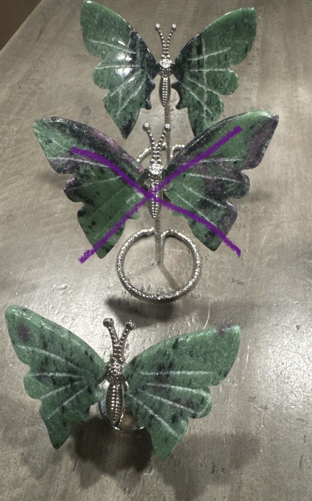 Ruby Zoisite Wings Reiki Crystal Decor 3.15”