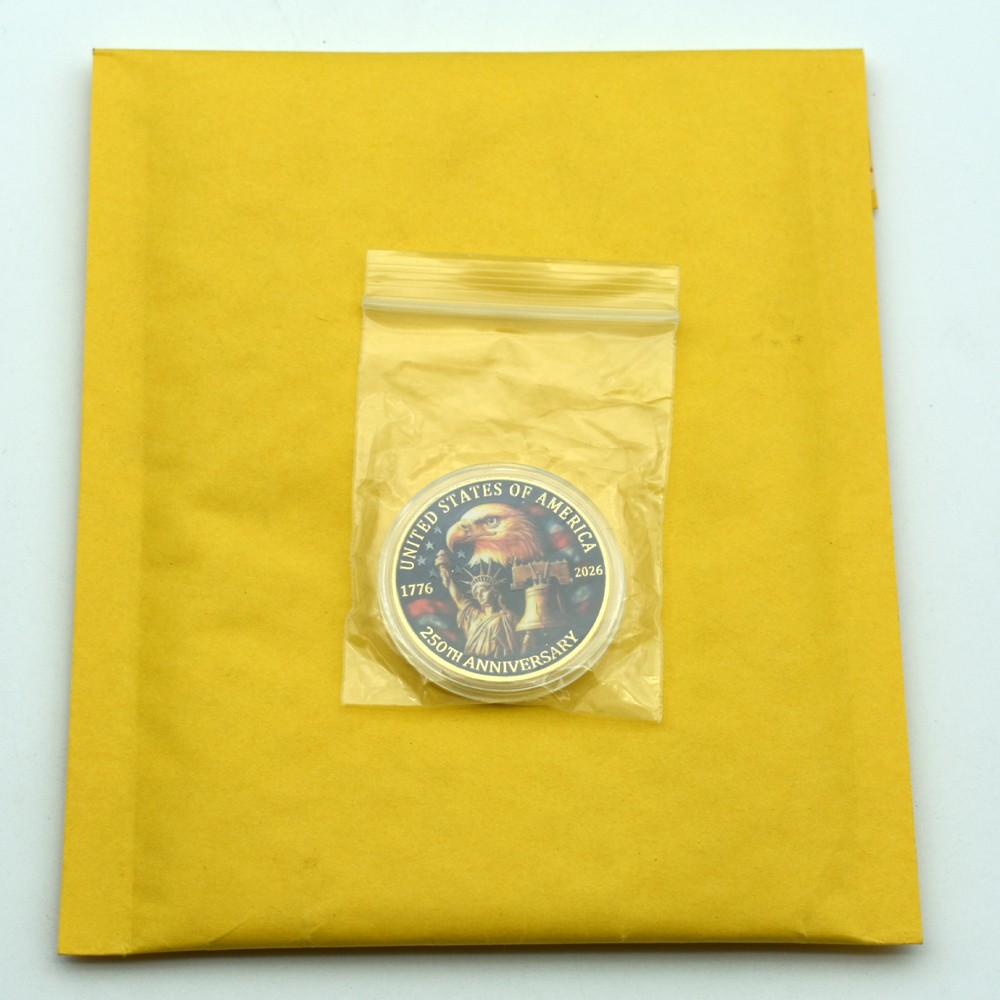 1776–2026 United States 250 Years of Freedom Coin Gold-Plated Anniversary Medal
