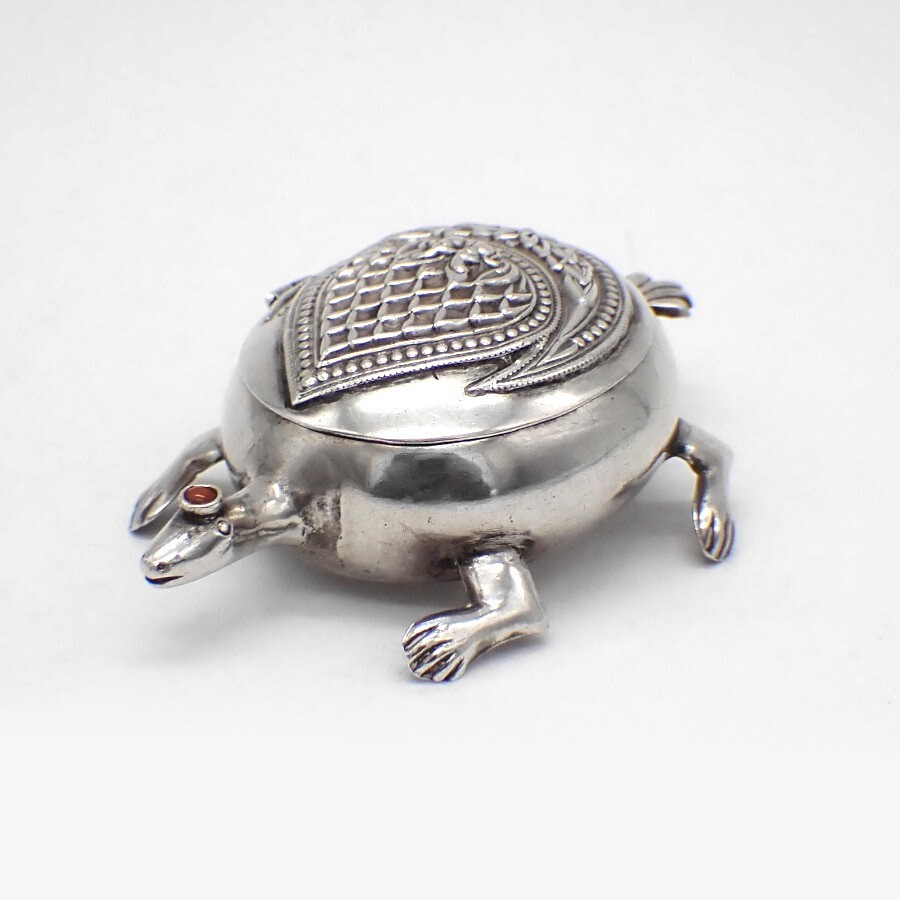Turtle Form Box Double Compartment Sterling Silver