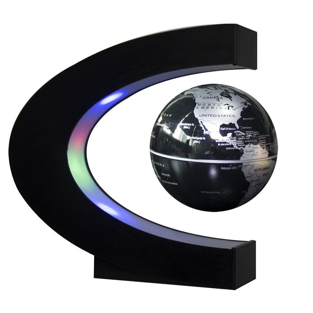 Floating Globe with LED Lights C Shape Magnetic Levitation Globe World Map