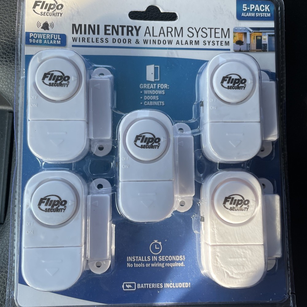 Flipo Mini Entry Alarm System 5-Pack Wireless Door & Window System NEW