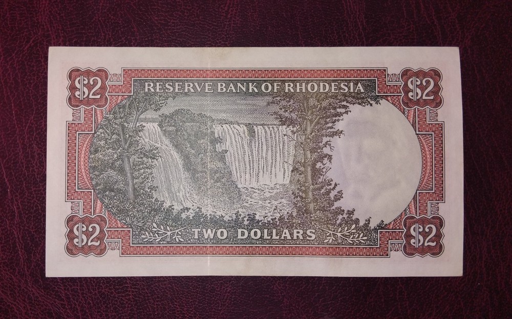 Rhodesia 2 $ banknote, 1976year,normal condition