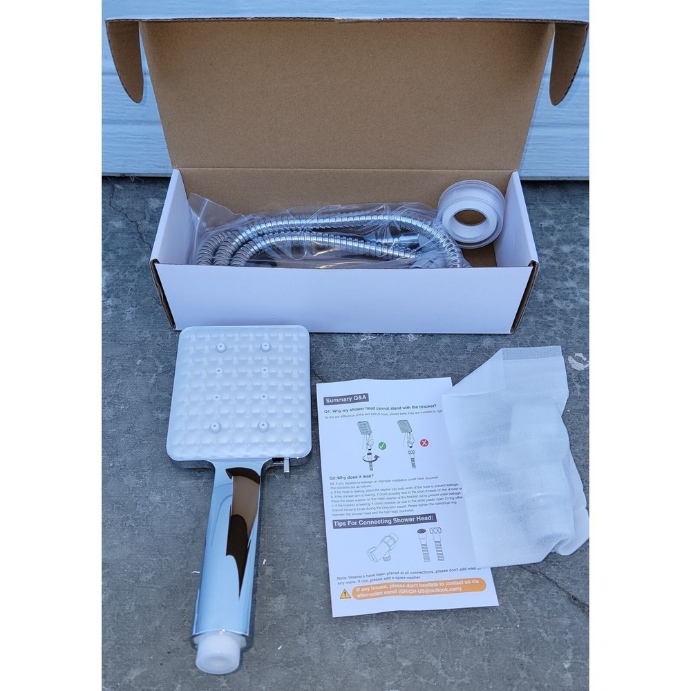 Handheld Shower Head Set With Hose & Teflon Tape Grich