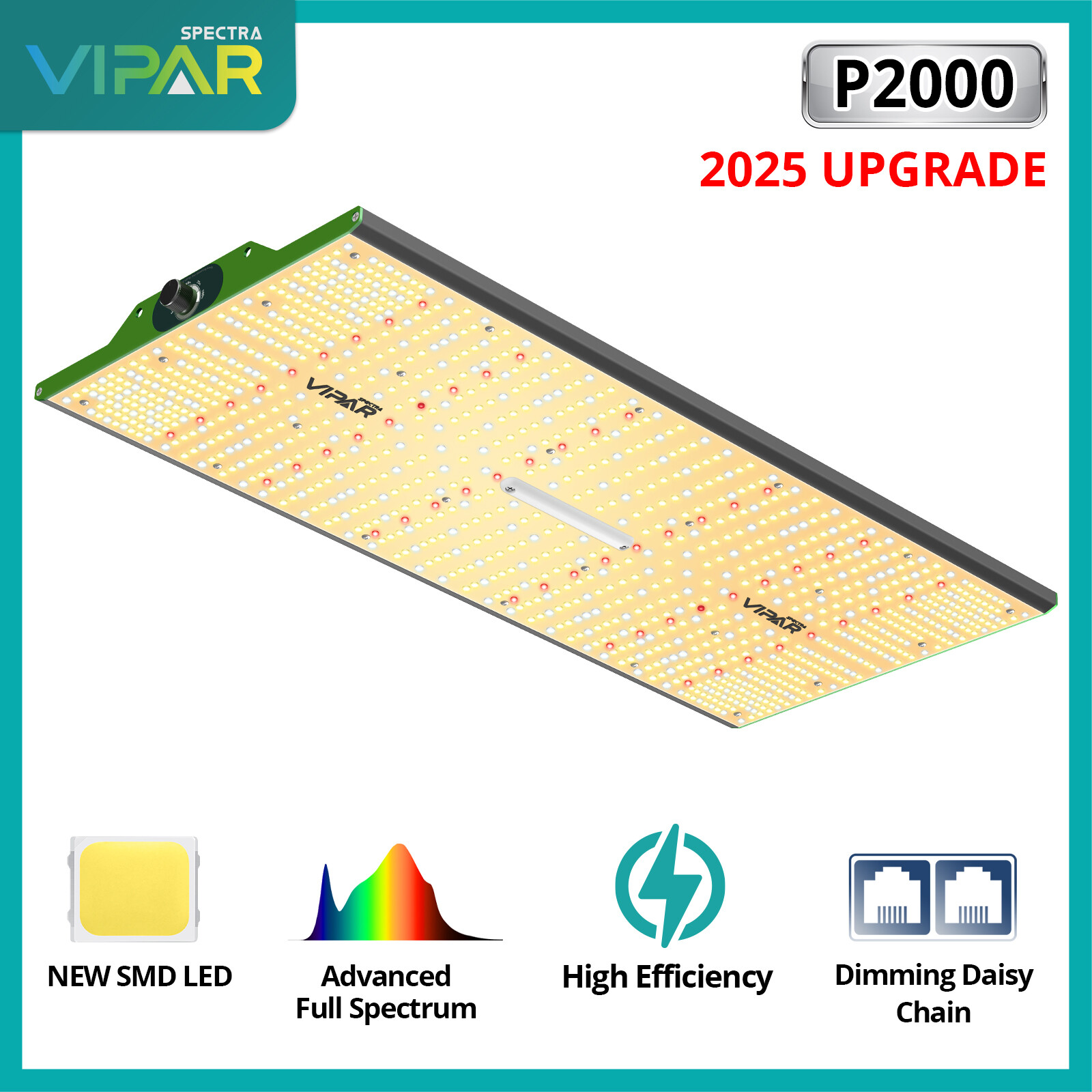 VIPARSPECTRA Upgrade P2000 LED Grow Light Full Spectrum Indoor Plants Flower IR