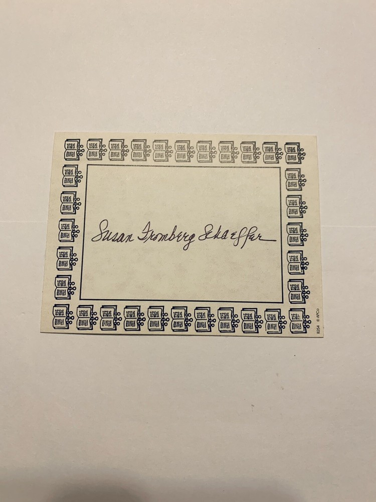 Susan Fromberg Schaeffer Author Signed Bookplate Autographed New