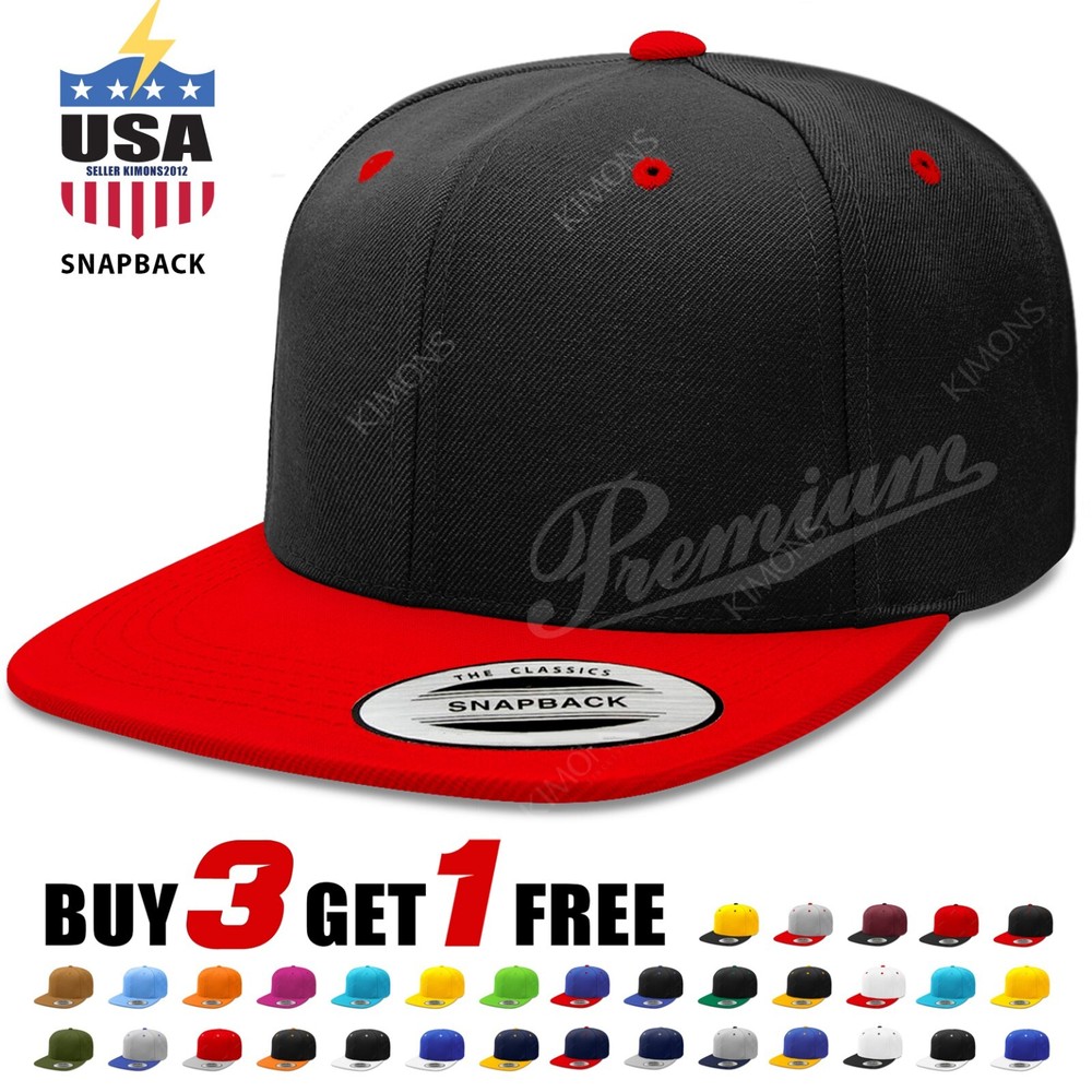 Snapback Hat Trucker Flat Baseball Cap Solid Plain Blank Men Hip Hop Army CS