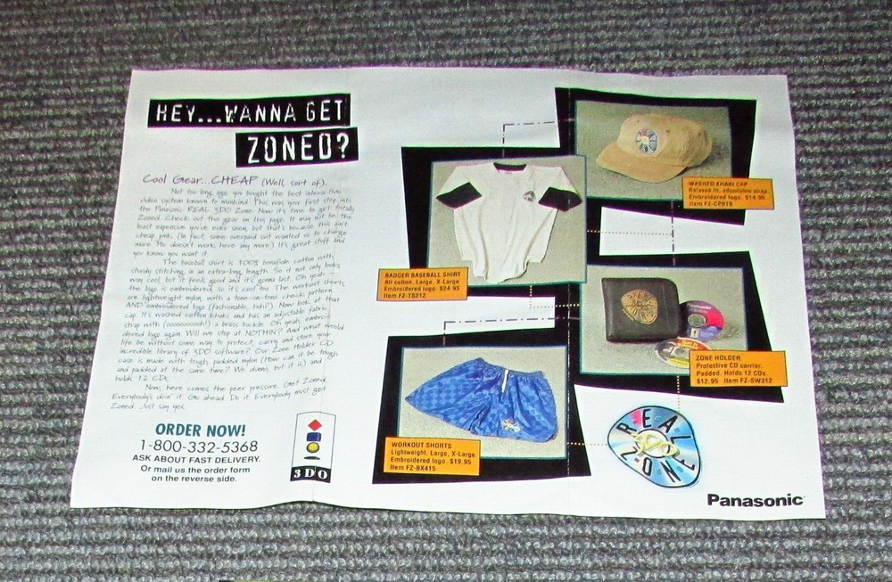Panasonic 3DO Software and Zone Gear Order Sheet Promo Advertisement