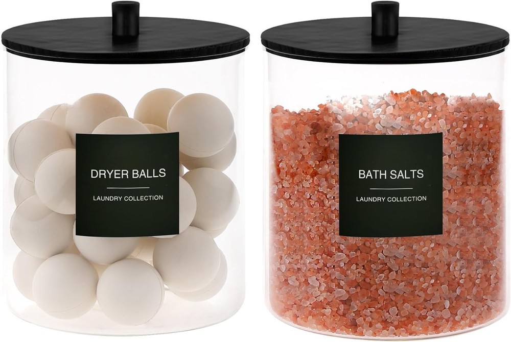 Glass jar and acrylic drying rack, laundry detergent container