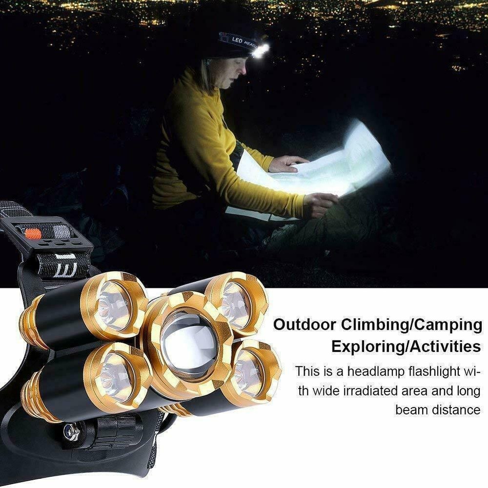 Super-bright 5 X Headlamp Headlight Flashlight Head Torch Lamp