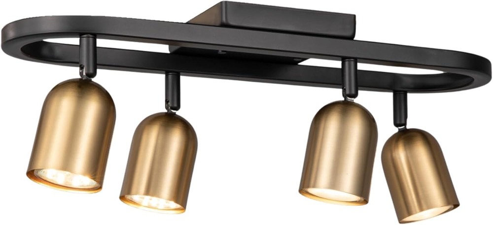 4 Light Modern Track Lighting Kit, Matte Black Brass Finish with Flexibly