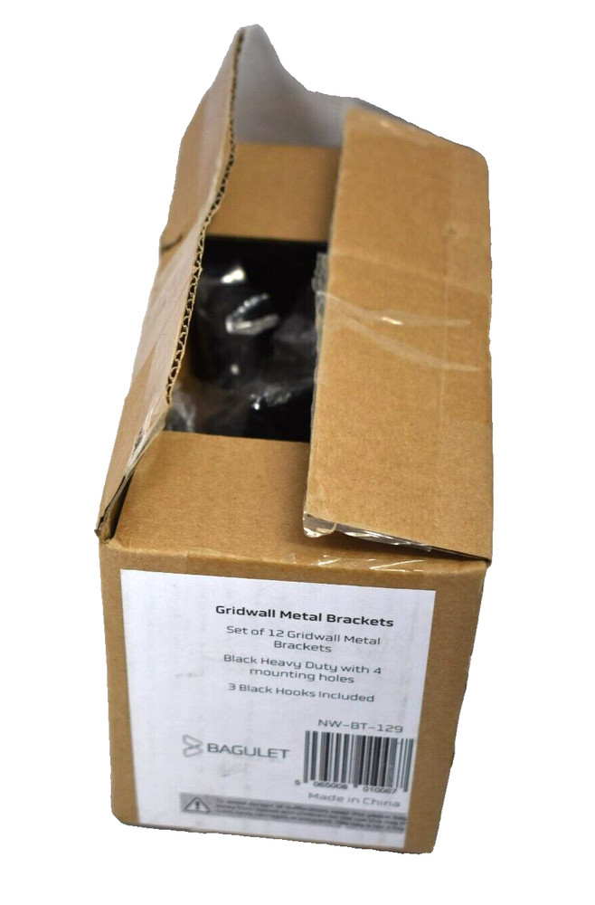 Bagulet Black Gridwall Mount Brackets For Panel 12 Pack Low Profile Black