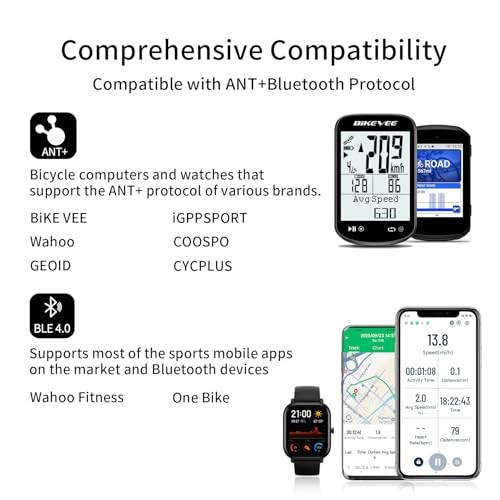 Wireless Bike Computer GPS Bundle, Speedometer & Black-C【Dual Mount + Cadence】