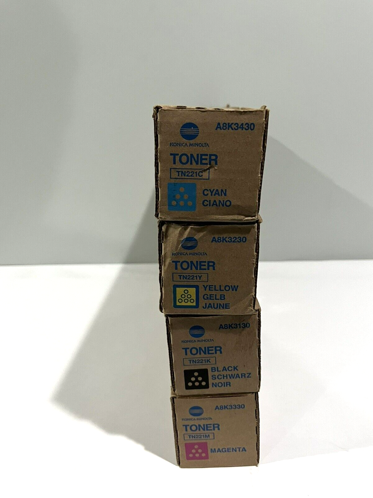 Konica Minolta TN221 CMYK Toner Cartridges Set, Bizhub C227, C287