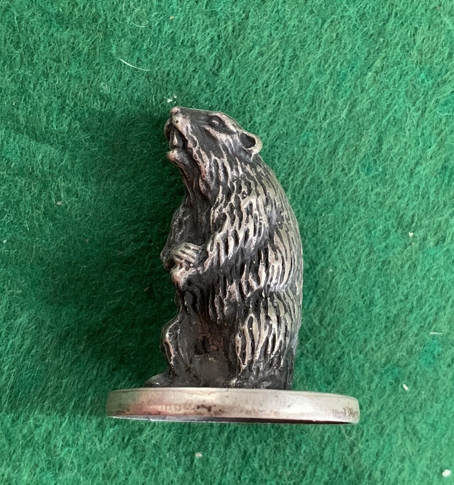 Hallmarked 1873 84 Russian Solid Silver Beaver Statue